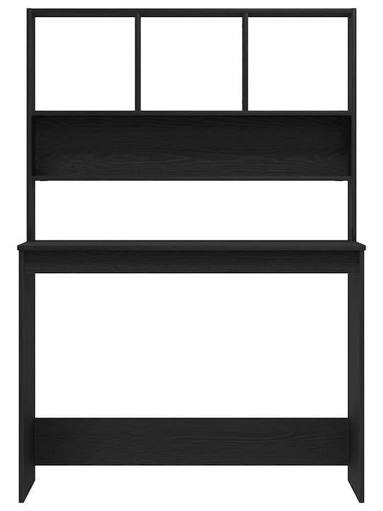 Wooden Desk with Bookcase Black Oak 102x45x148 cm