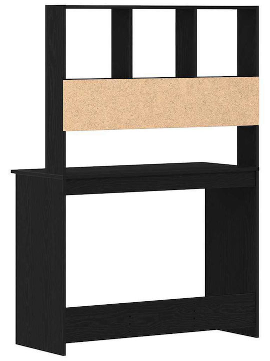 Wooden Desk with Bookcase Black Oak 102x45x148 cm