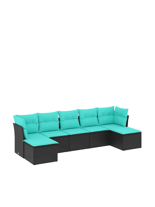 Outdoor Corner Sofa Rattan with Cushions 55x62x69cm