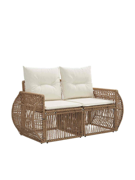 Τριθέσιος Καναπές Εξωτερικού Χώρου Rattan με Μαξιλάρια 70x62x70cm