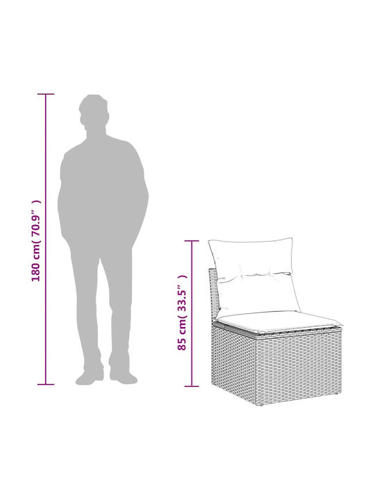 Outdoor Corner Rattan Sofa With Cushions 62x62x69cm