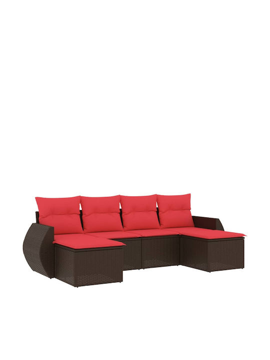 Corner Outdoor Sofa Rattan with Cushions 55x55x69cm