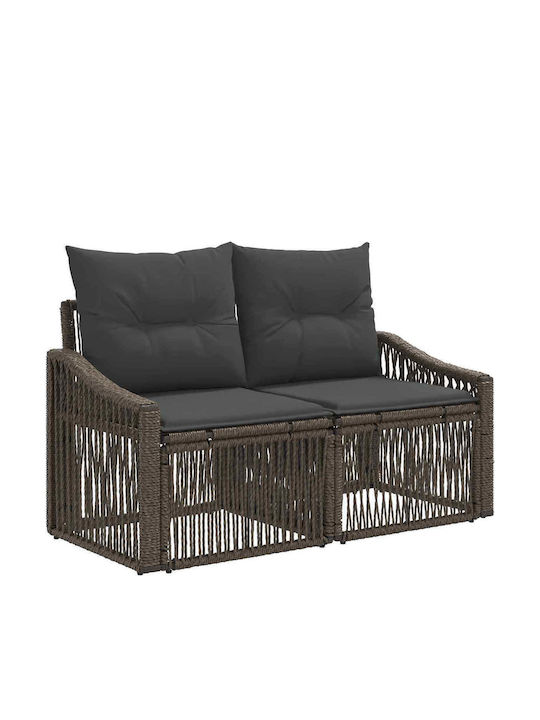 3-Seater Outdoor Rattan Sofa with Cushions 62.5x62x70cm