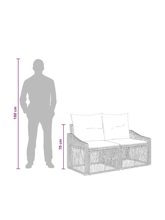 3-Seater Outdoor Rattan Sofa with Cushions 62.5x62x70cm