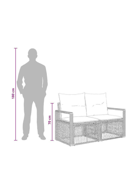 3-Seater Outdoor Rattan Sofa with Cushions 61x62x70 cm