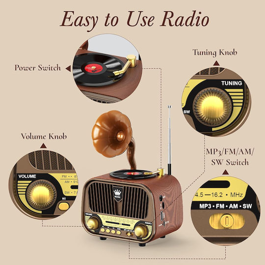 MD-1319BT Retro Tischplatte Radio mit Bluetooth und USB