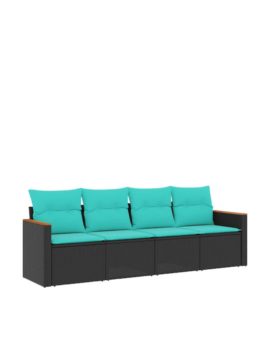 Four-Seater Outdoor Rattan Sofa with Cushions 55x62x69cm
