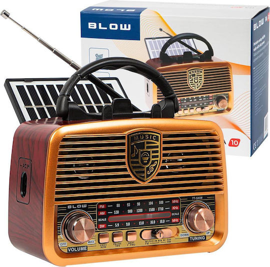 Blow RA10 Επιτραπέζιο Ραδιόφωνο Ηλιακό με Bluetooth Καφέ