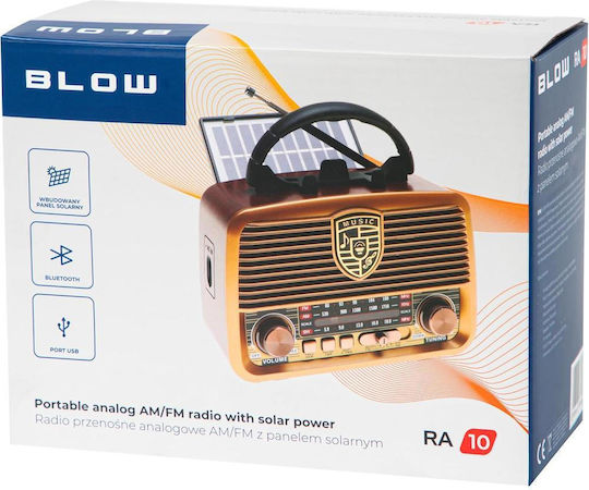 Blow RA10 Επιτραπέζιο Ραδιόφωνο Ηλιακό με Bluetooth Καφέ