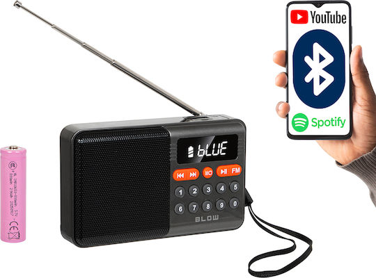 Blow 77-558 Φορητό Ραδιόφωνο Επαναφορτιζόμενο με Bluetooth και USB Μαύρο