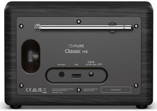 Pure Classic H4i Portable Radio Rechargeable DAB+ with Bluetooth and USB Black