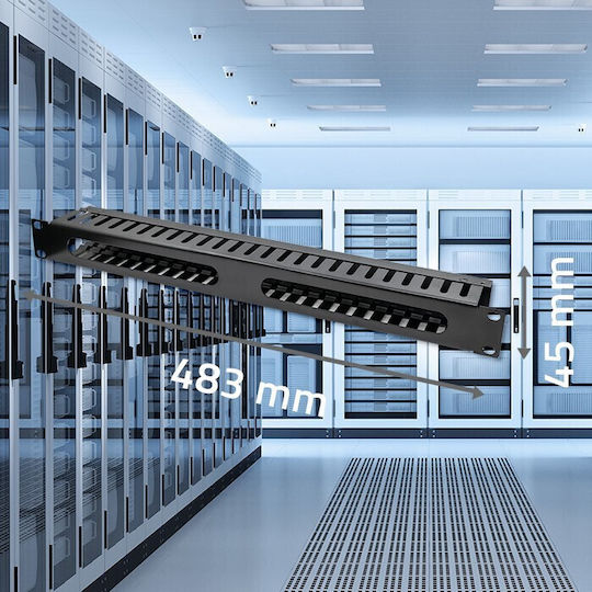 Organizer Qoltec Stahl Kabelmanagement Rackschrank 19" 24 Ports 1U Schwarz 14133156 5901878545141