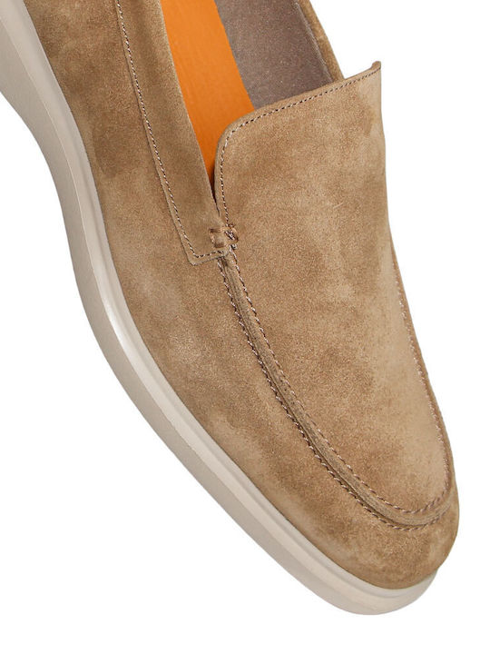 Leather Men's Moccasins In Tabac Brown Colour