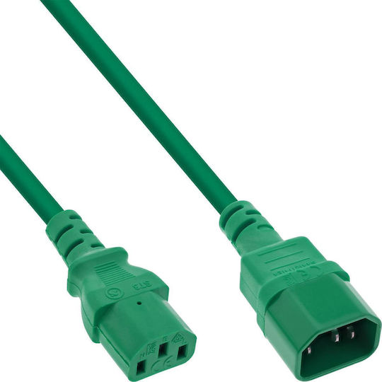 InLine IEC C13 / IEC C14 - IEC C13 / IEC C14 Cable 2m Πράσινο