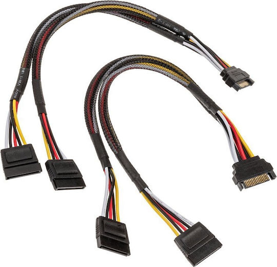 Akasa SATA 15-пинов към SATA 15-пинов X2 0.3m Черен Ak-cbpw05-kt02