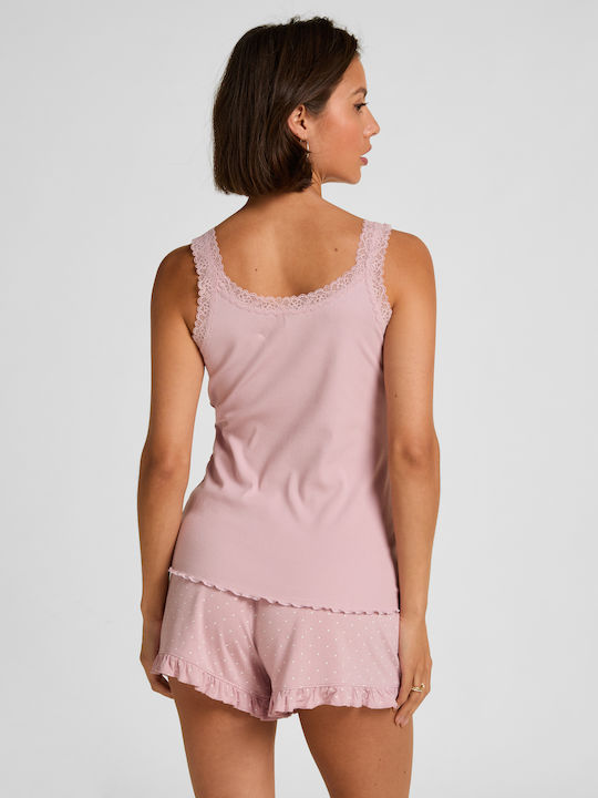 Hunkemöller Sommerliches Damen-Schlafanzug-Set Rosa Jersey