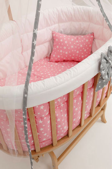 SteweHome Cradle with Mattress and Wheels Pink