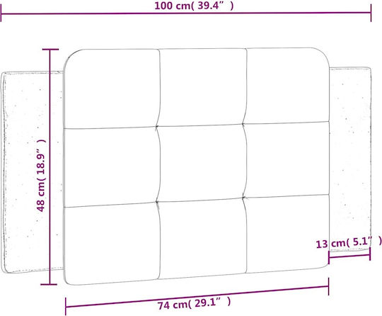 vidaXL LED Възглавница за Табла от Черна Изкуствена Кожа 100x48 см