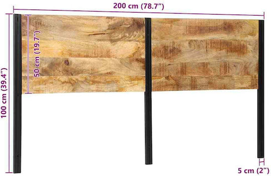 vidaXL Wooden Bed Headboard Brown 200x100cm