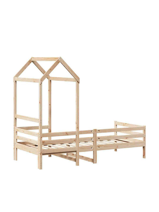Kinderbett - Schlafsofa Einzeln mit Stauraum Braun für Matratze 80x200cm