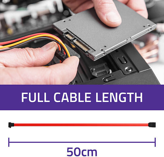 Qoltec Qoltec Hard Drive Cable 7-Pin SATA III Length 50cm Red