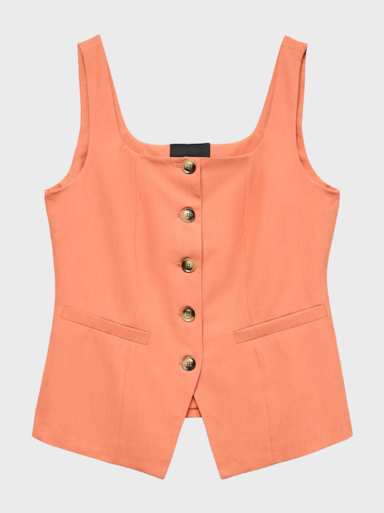 Damen Bluse Ärmellos Koralle