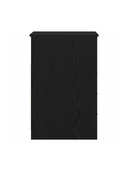 Comodă Dormitor Din Lemn Cu 3 Sertare Negru Stejar 40x50x76cm