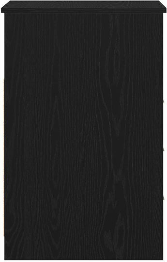 Comodă Dormitor Din Lemn Cu 3 Sertare Negru Stejar 40x50x76cm