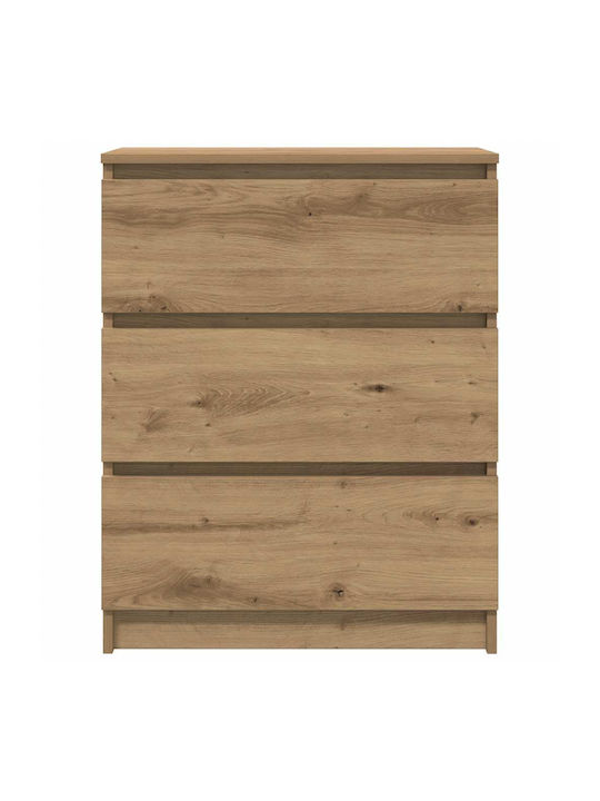 Comodă Dormitor Din Lemn Cu 3 Sertare Maro 60x35x76cm