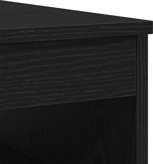 Comodă Dormitor Din Lemn Cu 3 Sertare Negru Stejar 40x50x76cm