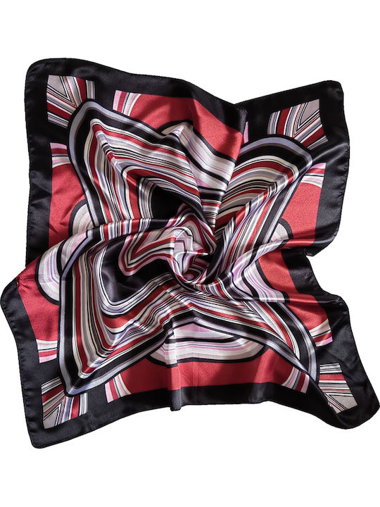 Square Satin Scarf 90×90 Cm Graphic Geometric Pattern Brims Trims Women's Scarf Black