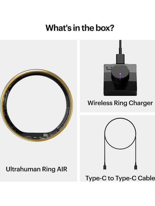 Ultrahuman Air Smart Ring 19.9mm Водоустойчив с Пулсомер Златист