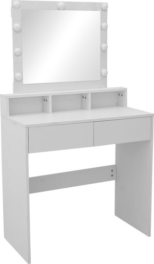 Pakketo Schminktisch Holz Weiß mit Spiegel 80x40x145cm