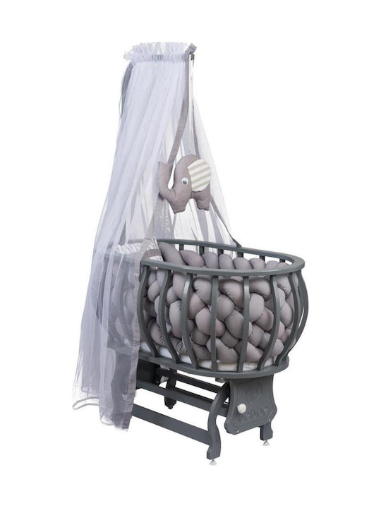 SteweHome Βρεφική Κούνια Γκρι με Στρώμα 90x101cm