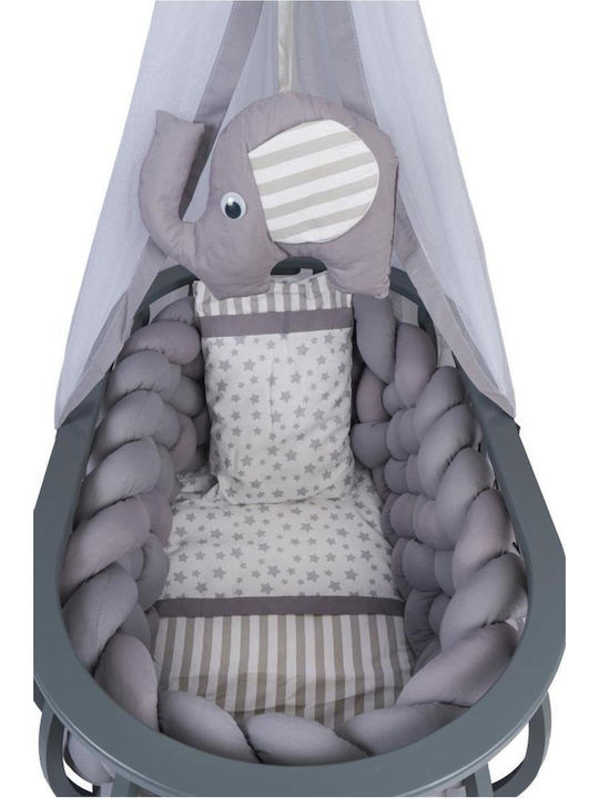 SteweHome Babybett Grau mit Matratze & Rädern