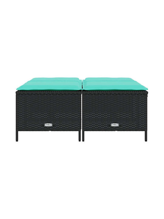 Gartenhocker Würfel Außeneinsatz Rattan mit Kissen Schwarz 4 Stück 50x48x36,5cm