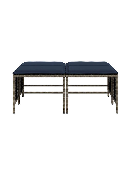 Gartenhocker Würfel Außeneinsatz Rattan mit Grau Kissen 4 Stück 50x48x36,5cm