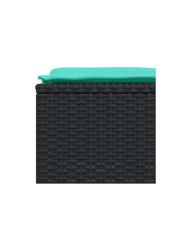 Gartenhocker Würfel Außeneinsatz Rattan mit Kissen Schwarz 4 Stück 50x48x36,5cm