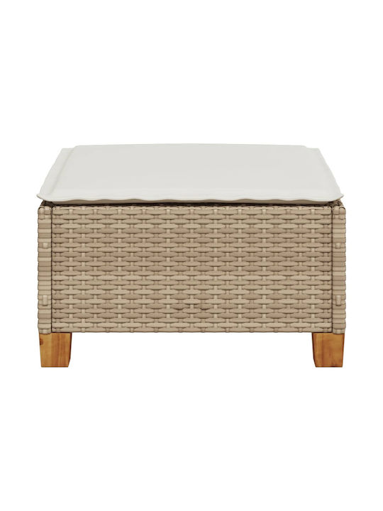 Gartenhocker Würfel Außeneinsatz Rattan mit Beigem Kissen 63.5x56x32cm