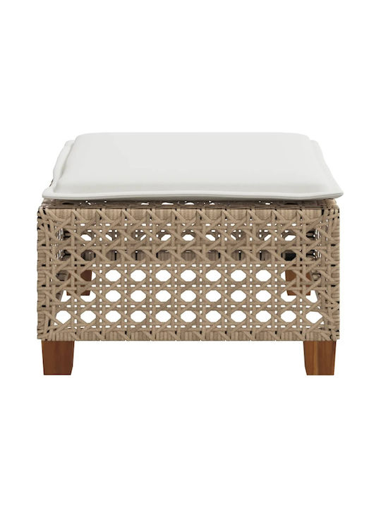 Gartenhocker Würfel Außeneinsatz Rattan mit Beigem Kissen 63.5x56x32cm