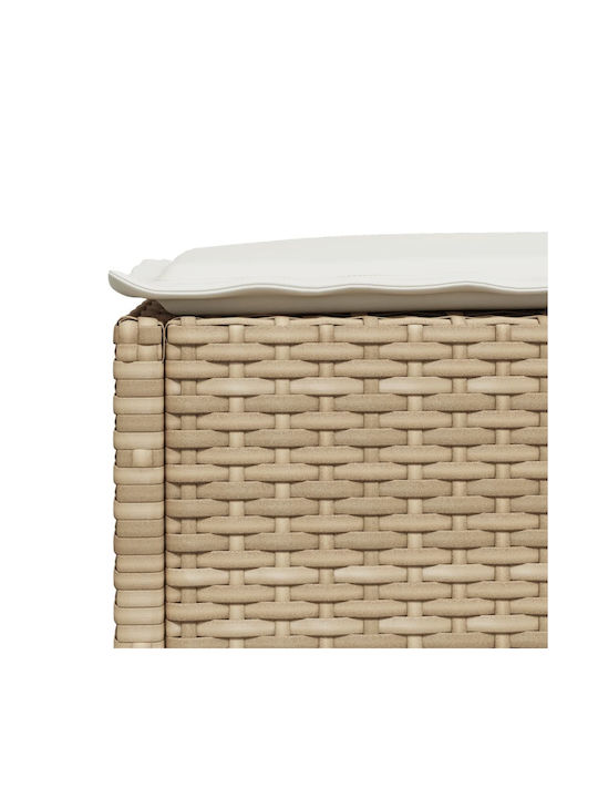 Gartenhocker Würfel Außeneinsatz Rattan mit Beigem Kissen 63.5x56x32cm