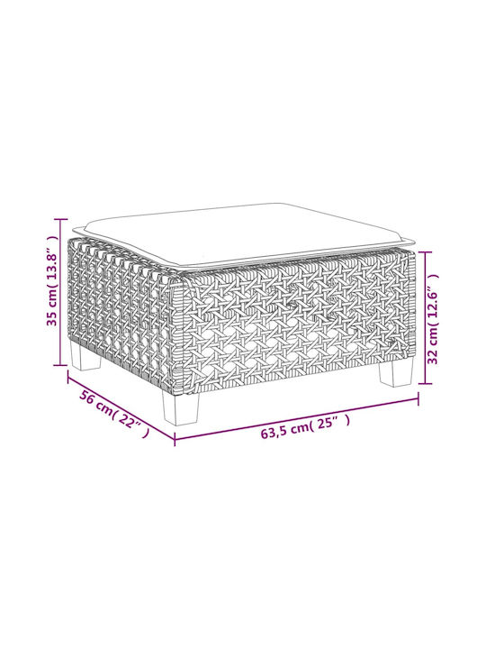 Gartenhocker Würfel Außeneinsatz Rattan mit Beigem Kissen 63.5x56x32cm