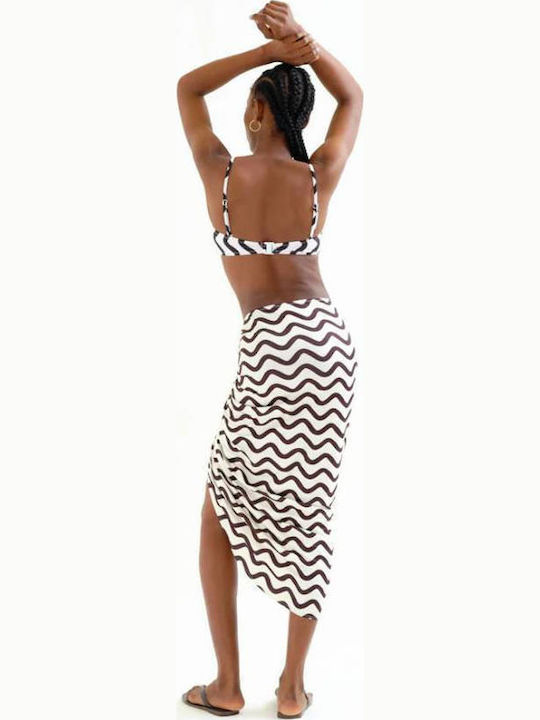 High Waist Midi Skirt Black and White