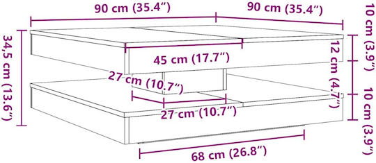 Τετράγωνο Κεντρικό Τραπεζάκι Ξύλινο Δρυς Μ90xΠ90xΥ34.5εκ.