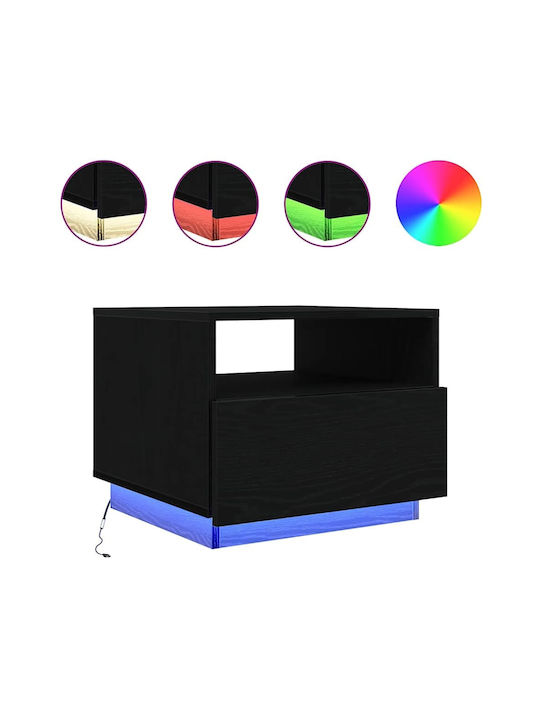 Square Side Table Wooden Black Oak 50x49x40cm