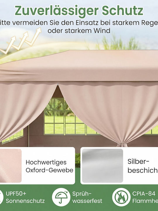 Costway Zusammenklappbares Garten Gazebo Beige 3x6m