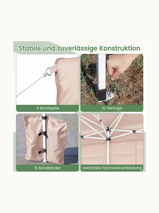 Costway Zusammenklappbares Garten Gazebo Beige 3x6m