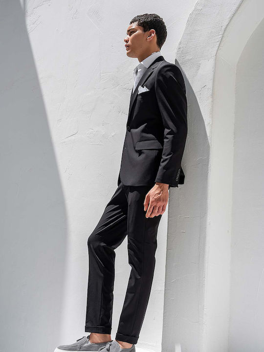 Summer Men's Suit with Slim Fit Black