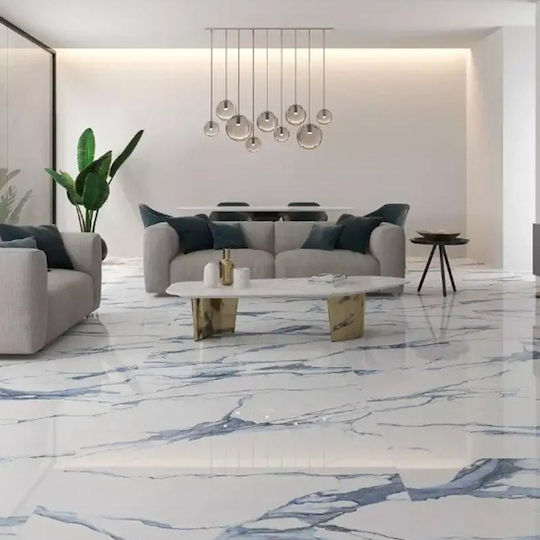 Yurtbay Seramik Floor Tile Interior Glossy 120x60cm Aqua Blue
