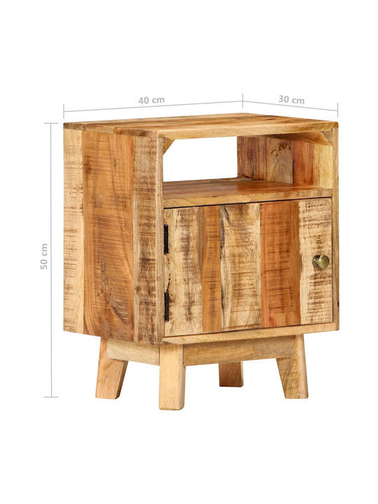 Κομοδίνο από Μασίφ Ξύλο Μπεζ 40x30x50cm